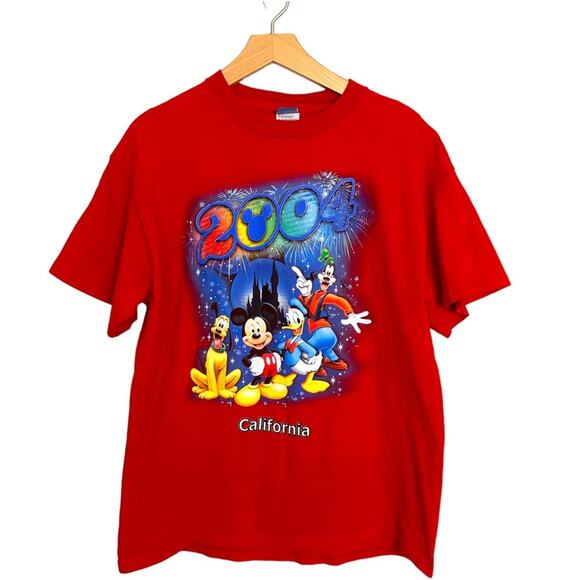 Disney California T Shirt Mens Size Large 2004 Red Short Sleeve Cotton Vtg Tee - Picture 3 of 7